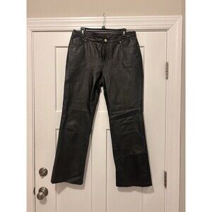 Vintage MetroStyle Black Leather Pants Straight Leg Lined Biker Women’s Size 12
